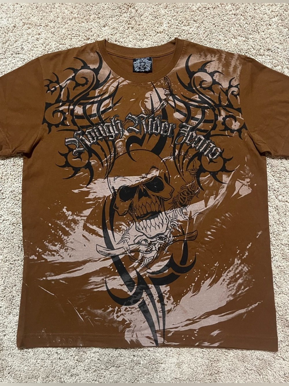 Men's Brown Short-Sleeve Skull Graphic Tee